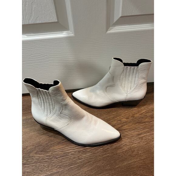 Rebecca Minkoff Women's Kaidienne Pointed Toe Leather Low-Heel Booties 7.5 - Picture 2 of 12